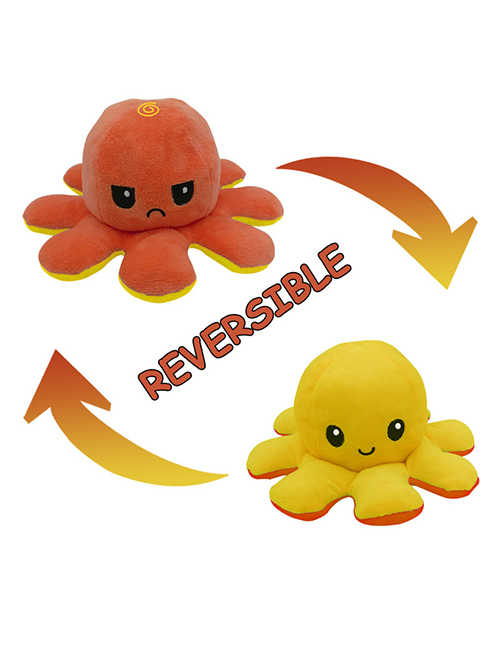 Fashion Yellow+orange Double-sided Flip Doll Octopus Plush Doll