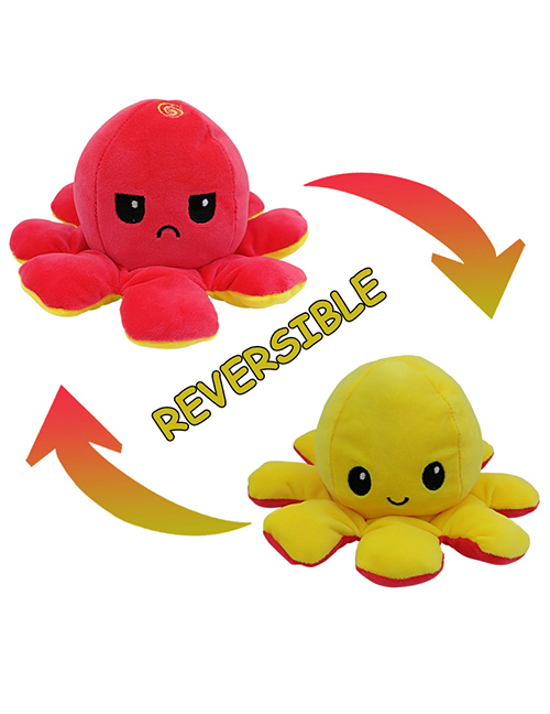 Fashion Yellow+rose Red Double-sided Flip Doll Octopus Plush Doll