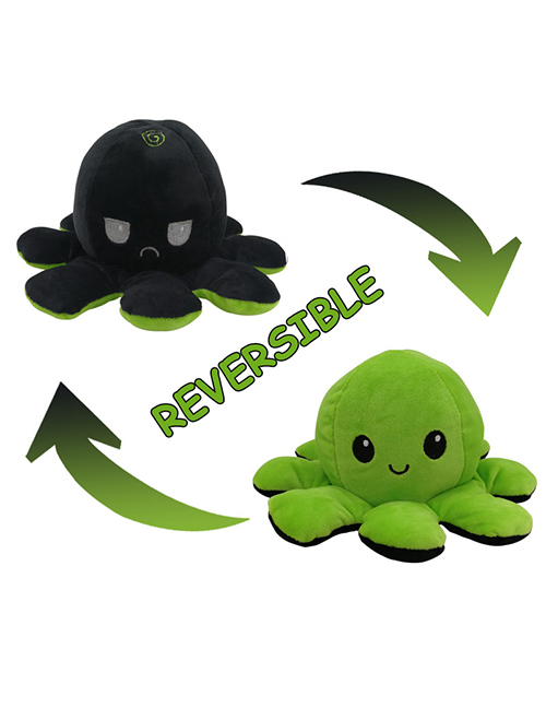 Fashion Green+black Double-sided Flip Doll Octopus Plush Doll