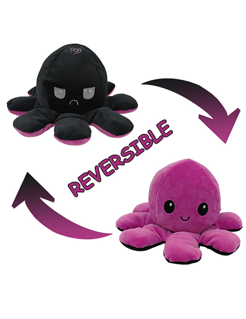 Fashion Purple+black Double-sided Flip Doll Octopus Plush Doll