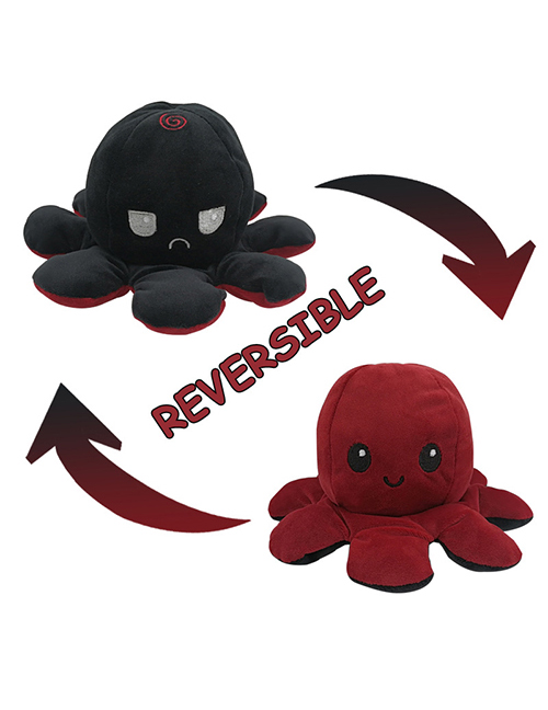 Fashion Claret+black Double-sided Flip Doll Octopus Plush Doll