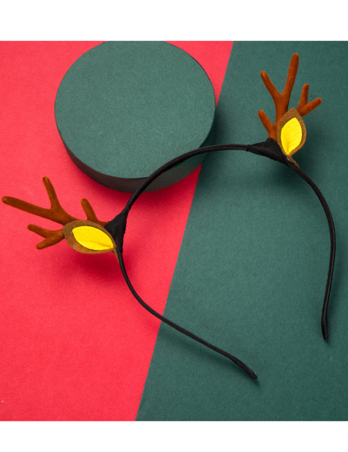 Fashion Brown Christmas Series Flannel Moose Horn Headband