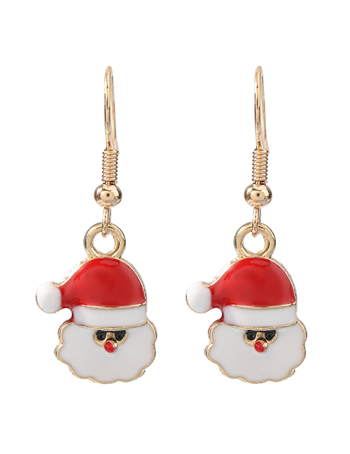 Fashion Santa Claus Christmas Series Alloy Drip Oil Santa Earrings