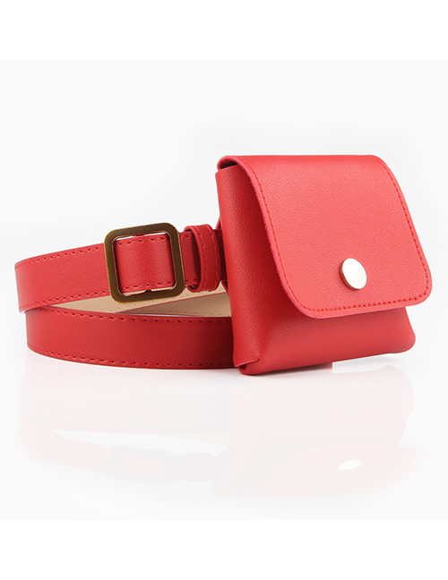 Fashion Red Waist Bag Key Mobile Phone Dual Purpose Thin Belt