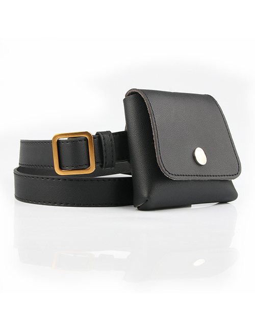Fashion Black Waist Bag Key Mobile Phone Dual Purpose Thin Belt