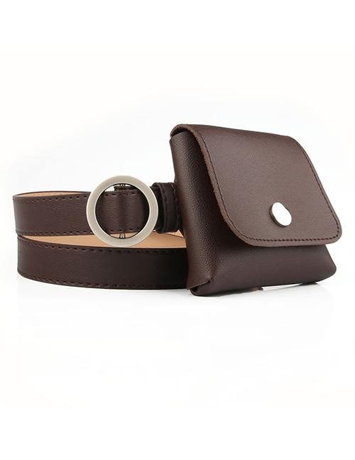 Fashion Coffee Thin Belt Belt Bag Without Holes