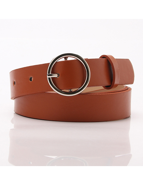 Fashion Camel Round Buckle Faux Leather Jeans Belt