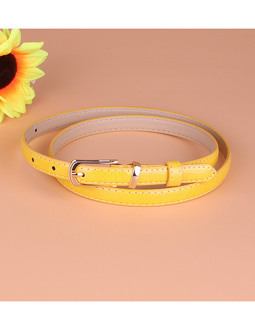 Fashion Yellow Small Pu Leather Belt With Pin Buckle