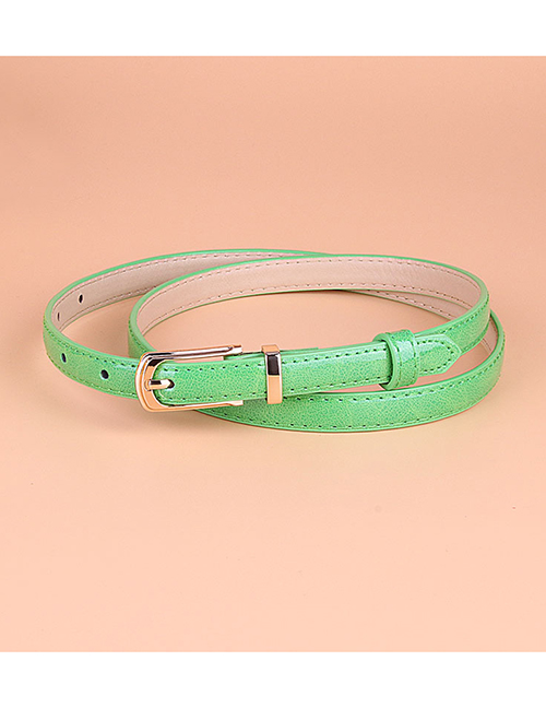 Fashion Green Small Pu Leather Belt With Pin Buckle