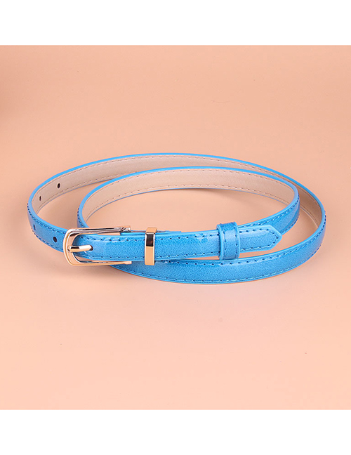 Fashion Blue Small Pu Leather Belt With Pin Buckle