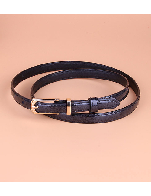 Fashion Black Small Pu Leather Belt With Pin Buckle