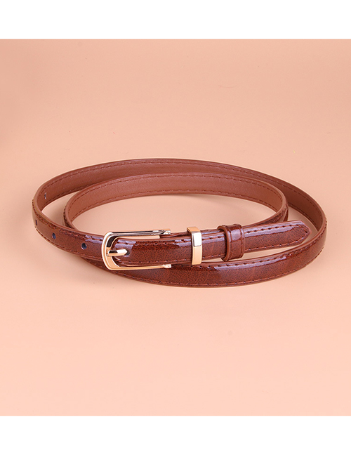 Fashion Coffee Small Pu Leather Belt With Pin Buckle