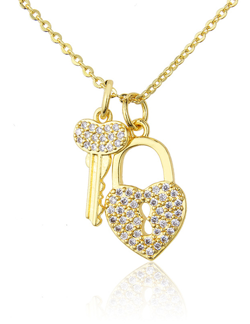 Fashion Gilded Zircon Key Necklace
