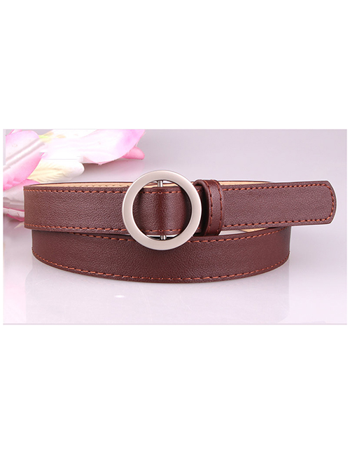 Fashion Coffee Thin Belt For Jeans Without Holes