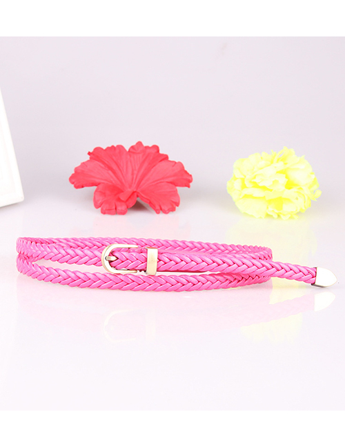Fashion Rose Red Knitted Pin Buckle Thin Belt