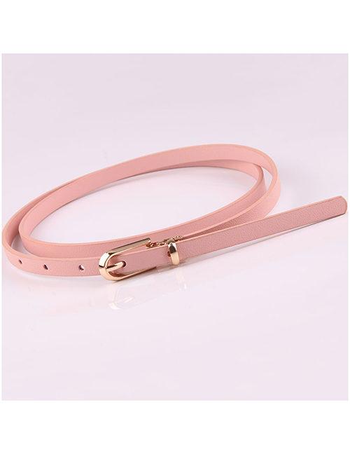 Fashion Pink Pin Buckle Pu Leather Alloy Geometric Thin Belt