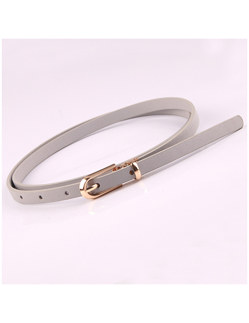 Fashion Gray Pin Buckle Pu Leather Alloy Geometric Thin Belt