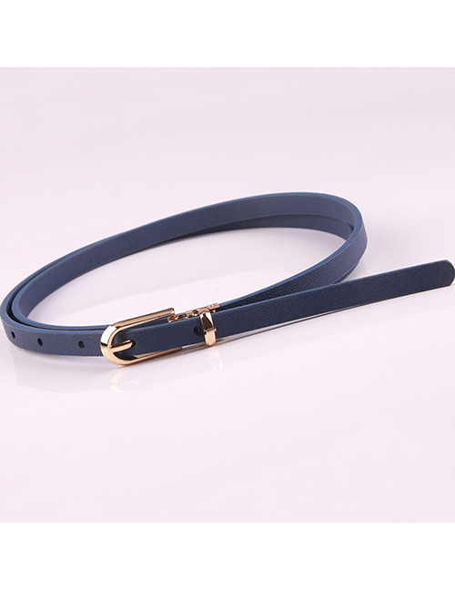Fashion Navy Pin Buckle Pu Leather Alloy Geometric Thin Belt