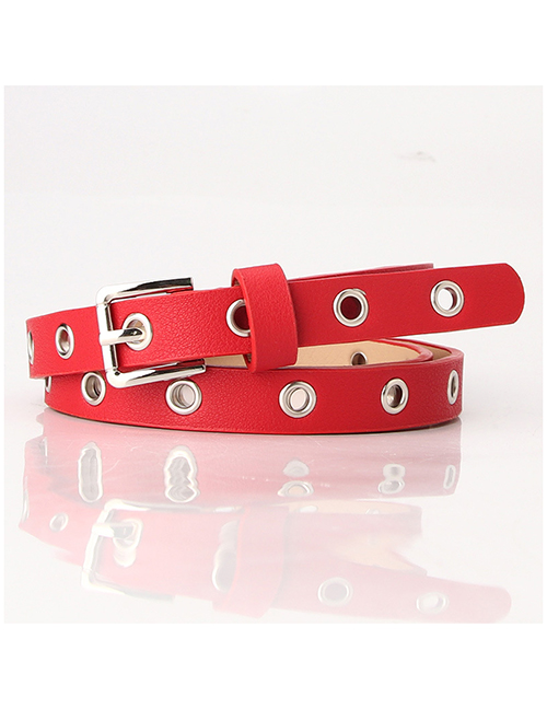 Fashion Red Punch-free Hollow Eye Belt