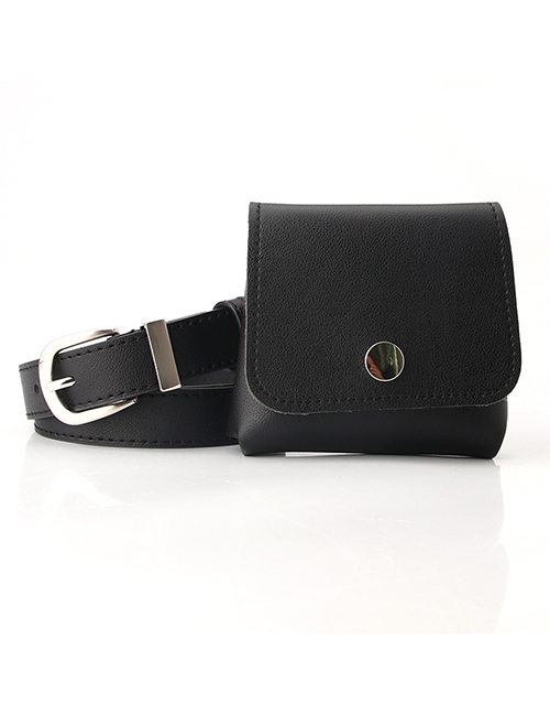 Fashion Black Multifunctional Small Belt Bag With Japanese Buckle