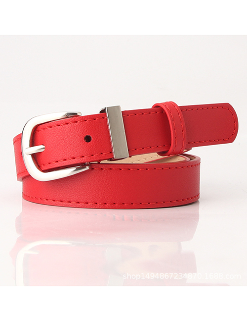 Fashion Red Imitation Leather Japanese Buckle Alloy Belt