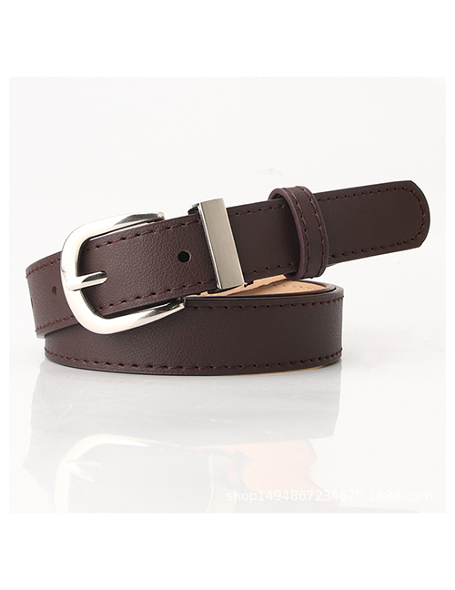 Fashion Brown Imitation Leather Japanese Buckle Alloy Belt