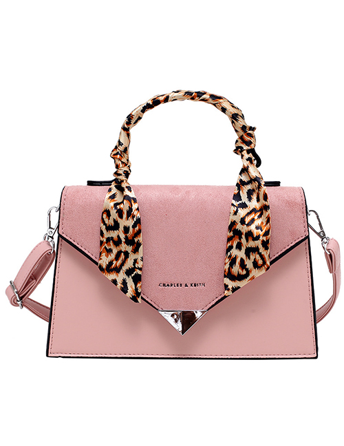 Fashion Pink Silk Scarf Flap Gilded Letters Crossbody Shoulder Bag