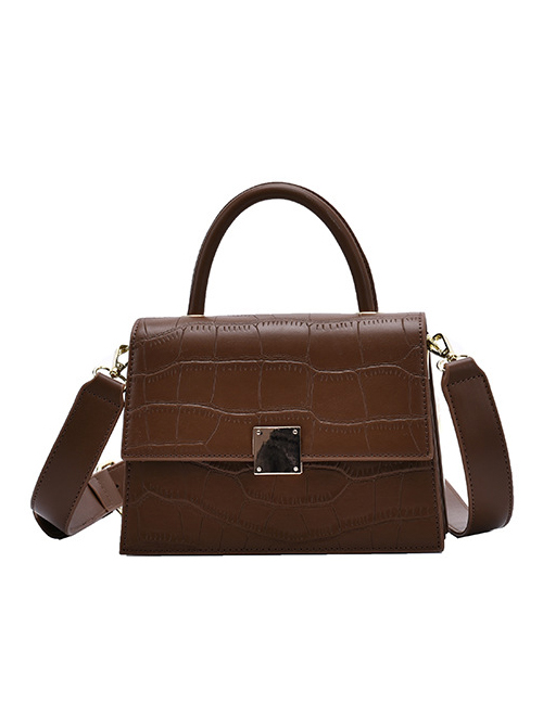 Fashion Brown Stone Pattern Flap One Shoulder Diagonal Bag