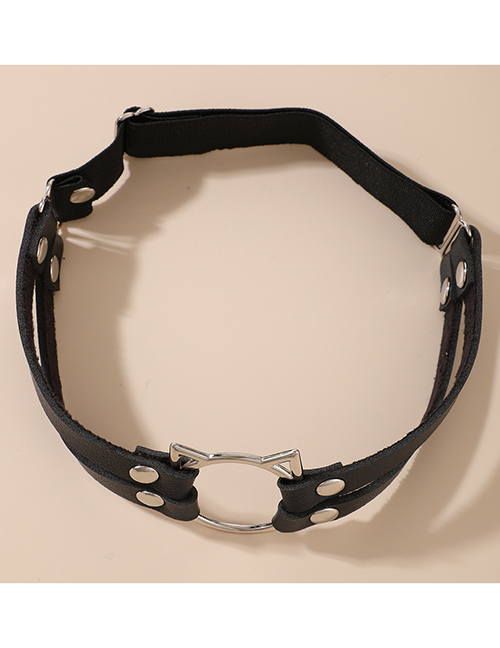 Fashion Black Leather Cat Head Thigh Chain