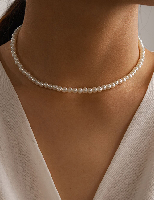 Fashion White Pearl Bead Alloy Necklace