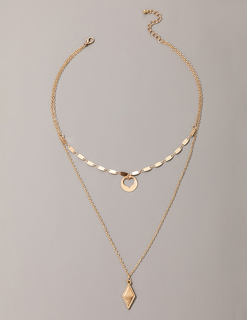 Fashion Golden Alloy Diamond Heart Necklace