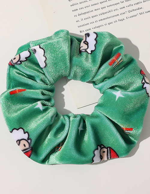 Fashion Christmas Flannel Hair Tie-fruit Green Christmas Printed Flannel Large Intestine Ring Hair Rope