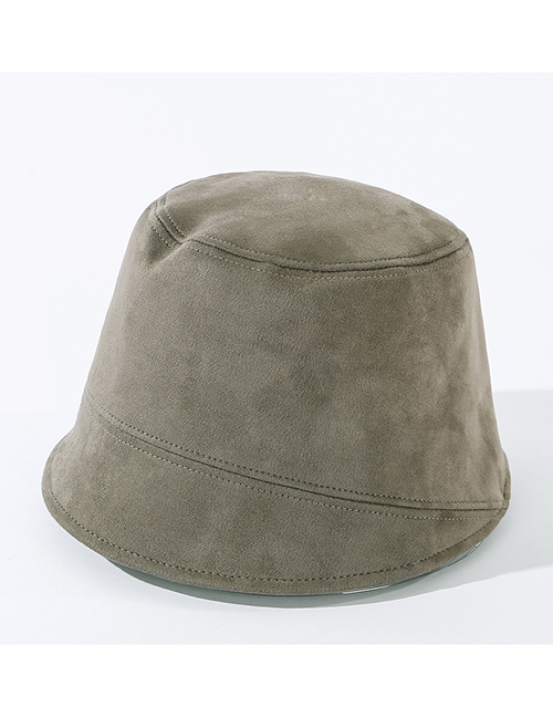 Fashion Army Green Solid Color Suede Bucket Fisherman Hat