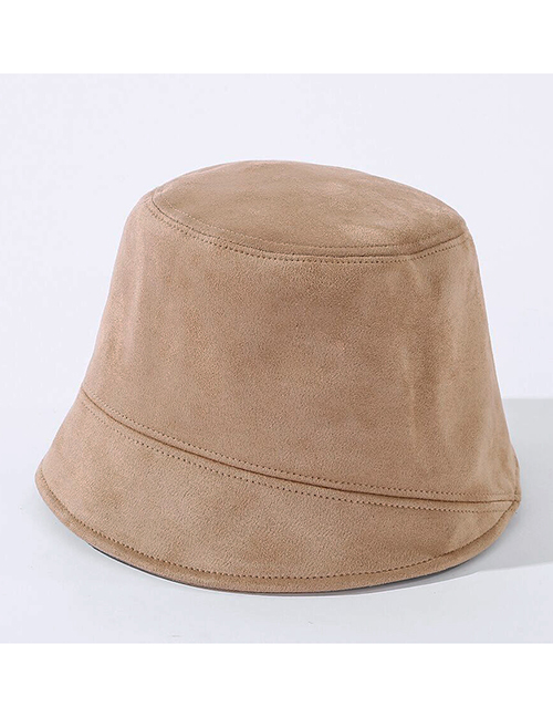 Fashion Camel Solid Color Suede Bucket Fisherman Hat