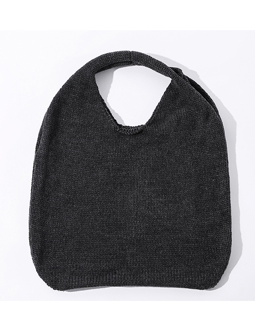 Fashion Gray Solid Color Large Capacity Wool Knit Shoulder Bag