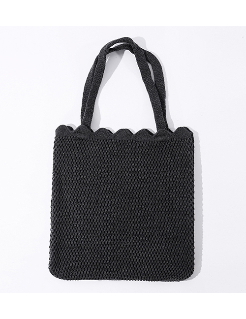 Fashion Gray Solid Color Lace Shoulder Knit Bag