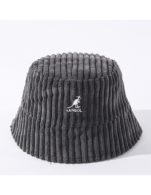 Fashion Gray Kangaroo Embroidery Warm Double-sided Fisherman Hat