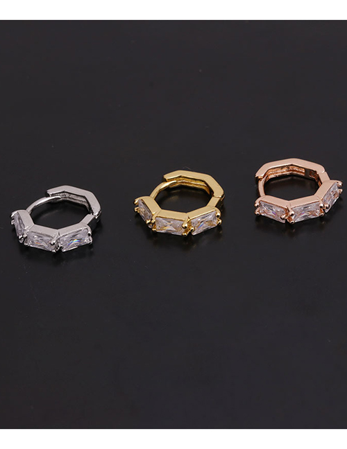 Fashion 15#silver Micro-inlaid Zircon Flowers Stainless Steel Geometric Earrings