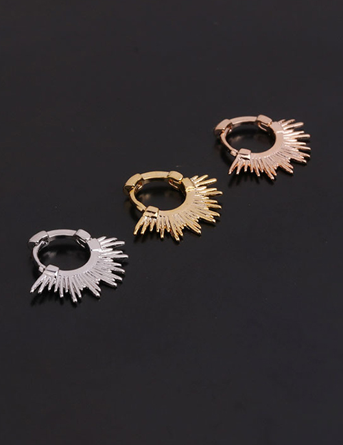 Fashion 18#silver Micro-inlaid Zircon Flowers Stainless Steel Geometric Earrings