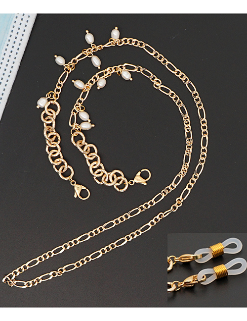 Fashion Golden 2 Stainless Steel O-chain Anti-lost Natural Freshwater Pearl Eye Chain