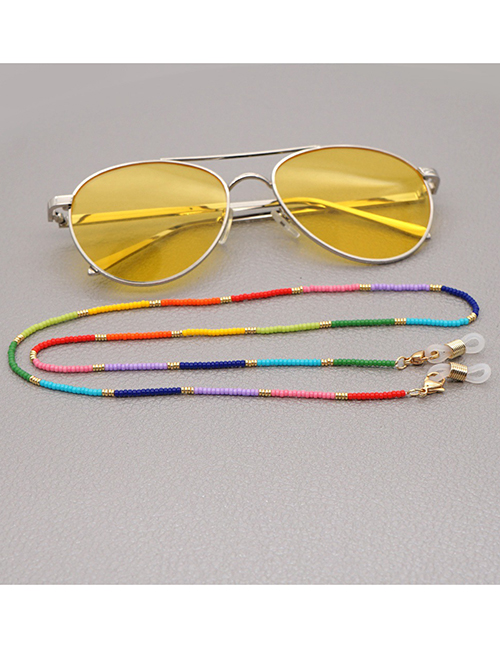 Fashion Color Mixing Rice Beads Contrasting Color Alloy Glasses Chain