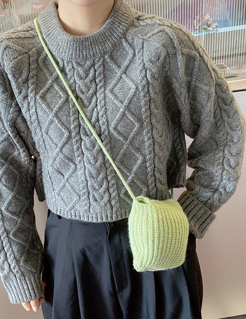 Fashion Green Knitted Wool Pocket Cross Warm Scarf