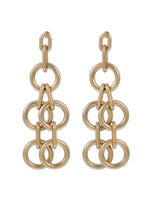 Fashion Gold Color Gray Resin Chain Tassel Earrings