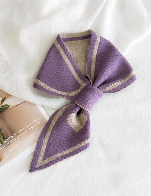 Fashion Love Purple Cross Lattice Love Polka Dot Geometric Double-sided Knitted Wool Scarf