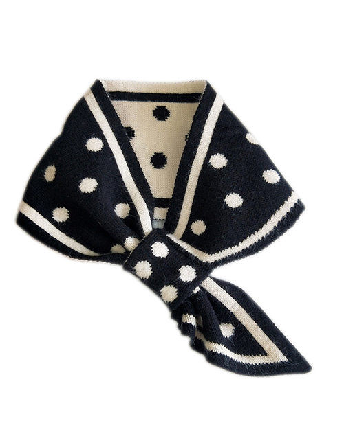 Fashion Polka Dot Black Cross Lattice Love Polka Dot Geometric Double-sided Knitted Wool Scarf
