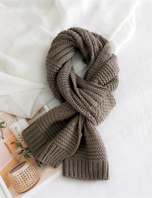 Fashion Light Coffee Striped Thick Warm Knitted Wool Scarf