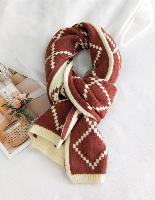Fashion Red Rice Double-sided Mesh Knitted Wool Scarf