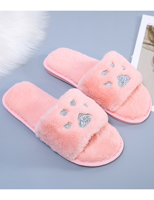 Fashion Pink Non-slip Small Foot Opening Plush Slippers