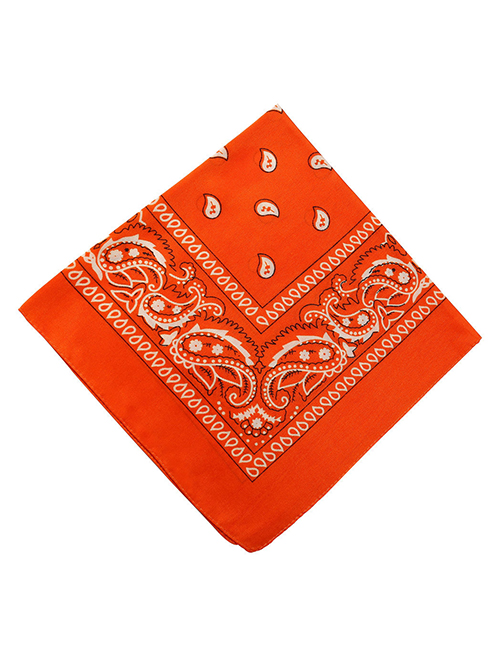 Fashion Orange Cashew Print Geometric Contrast Square Scarf