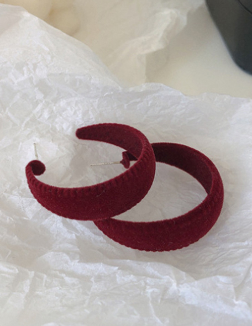 Fashion Red Wine Flocking Geometric Alloy Earrings